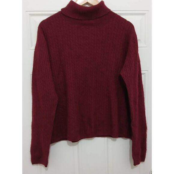 Ll bean womens xl cashmere cotton sweater maroon turtleneck cranberry